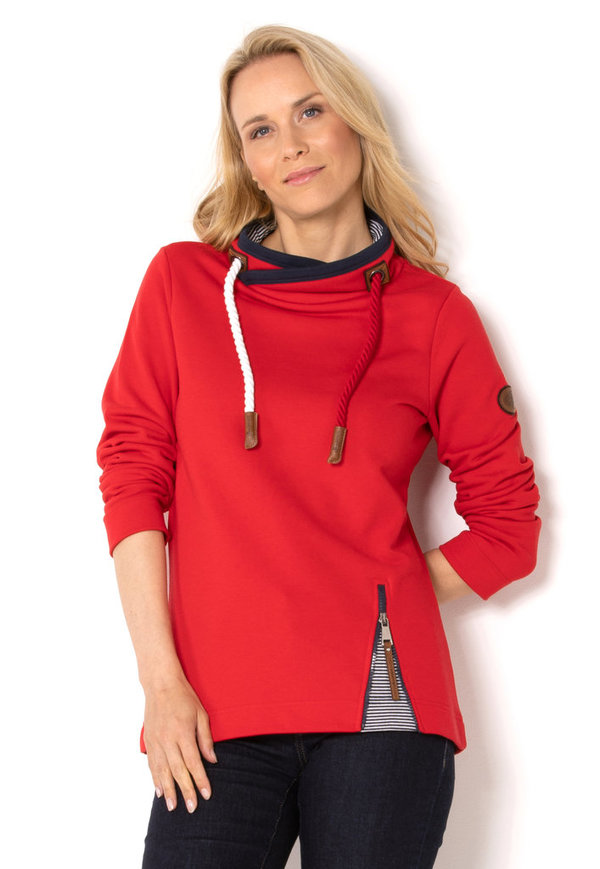 SER Sweatshirt mit Ringeleinsätzen - hellblau, rosa & rot