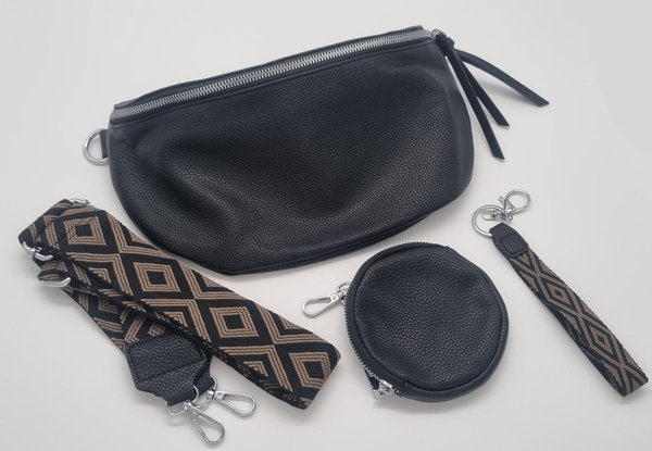 Crossbody-Bag mit Design-Schultergurt und kleiner extra Tasche - verschiedene Farben
